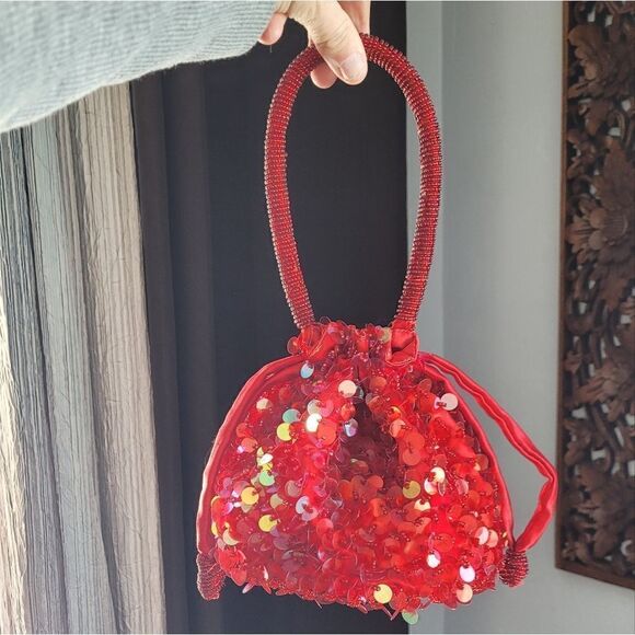 Julie Miles Specialty Red Sequin Mini Purse - Picture 1 of 5